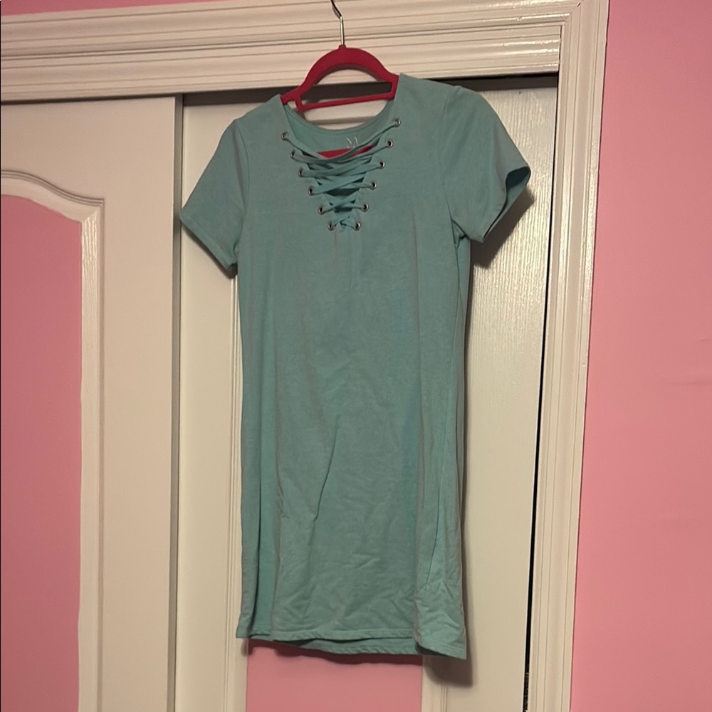 Lace-Up Teal Women's dress